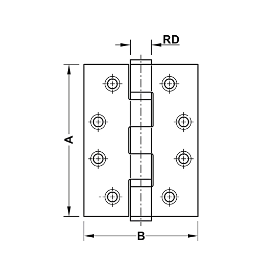 Bản lề lá Hafele chống cháy 127x89x3 - 2 vòng bi 926.98.130