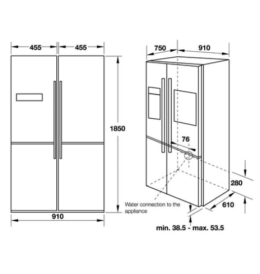 Tủ lạnh Side-By-Side Hafele HF-SBSIC 539.16.230