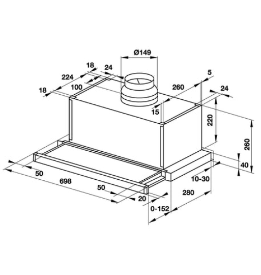 Máy hút mùi âm tủ mặt kính đen Hafele HH-SG70A 533.89.021