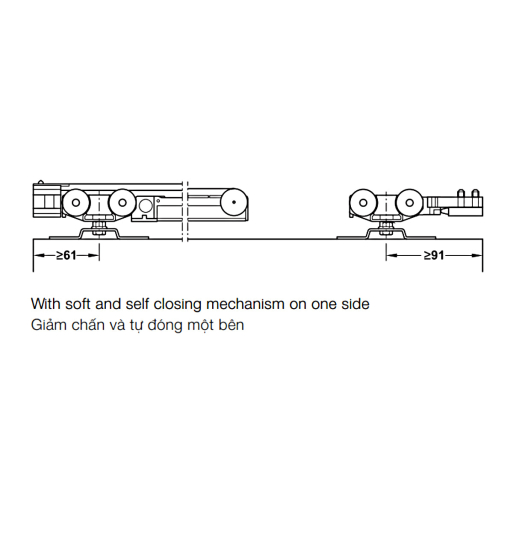 Bộ phụ kiện cho 1 cửa Hafele (không bao gồm ray trượt) 941.02.037