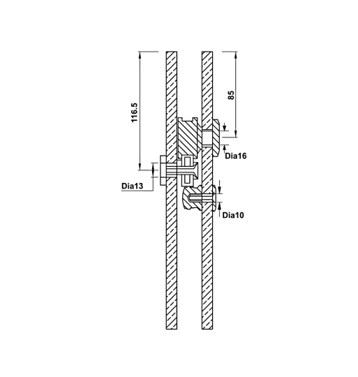Bộ phụ kiện Hafele với ray trượt 2000 mm - Bộ cửa trượt phòng tắm kính (vuông) 981.71.101