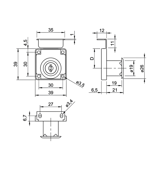 Khóa vuông Hafele Econo 232.01.220