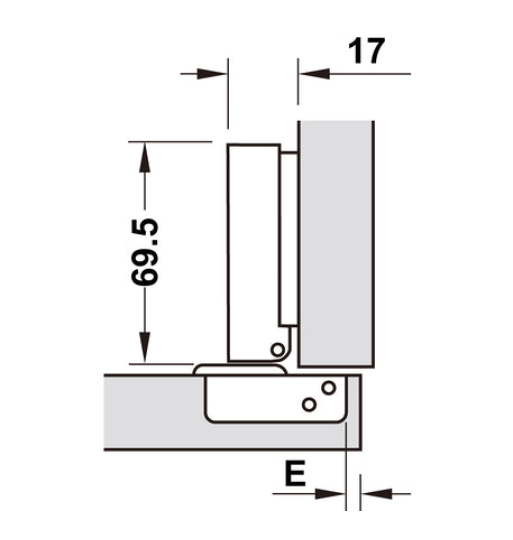 Bản lề Hafele METALLA A 110 độ, giảm chấn, trọn bộ DIY 493.03.021