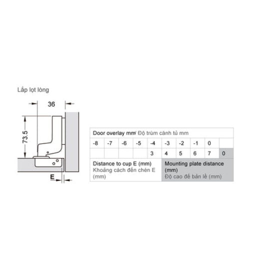 Bản lề Hafele METALLA A 110 độ, giảm chấn, trọn bộ DIY 493.03.021