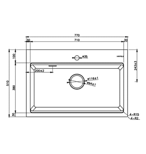 Chậu đá Hafele ESSENCE HS22-GEN1S90M, chậu đơn 577.25.330
