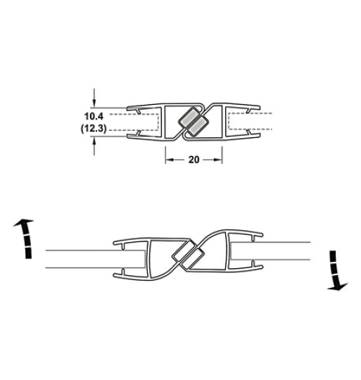 Ron cửa kính nam châm 180° Hafele 950.50.030