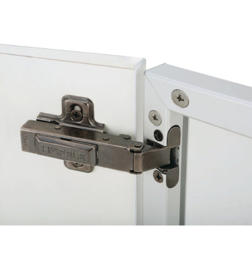 Bản lề Hafele Metalla SM 110° cho cửa khung nhôm, đóng giảm chấn - Lắp lọt lòng 315.26.712