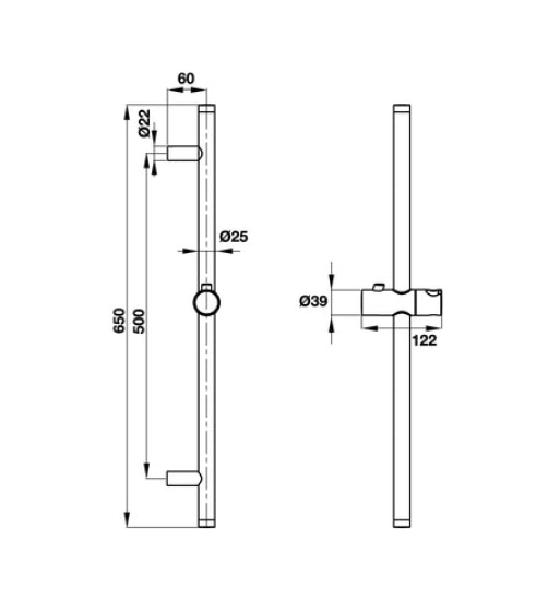 Thanh trượt cho sen tay Hafele 650 mm 485.60.614