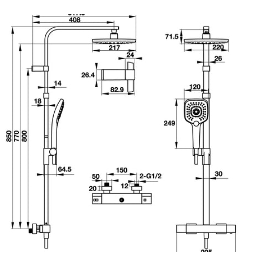 Thanh sen kết hợp Hafele có bộ trộn điều nhiệt Intensity 495.60.102