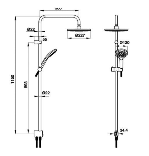 Thanh sen kết hợp Hafele - Intensity chưa gồm bộ trộn 495.60.104