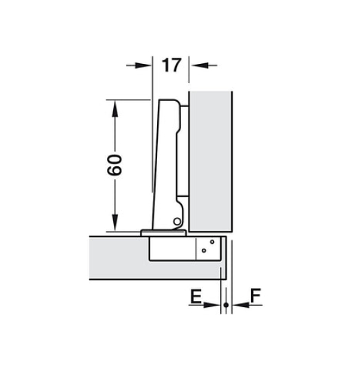 Bản lề Hafele Metalla A 110° tiêu chuẩn không giảm chấn - Lắp trùm ngoài 311.88.530