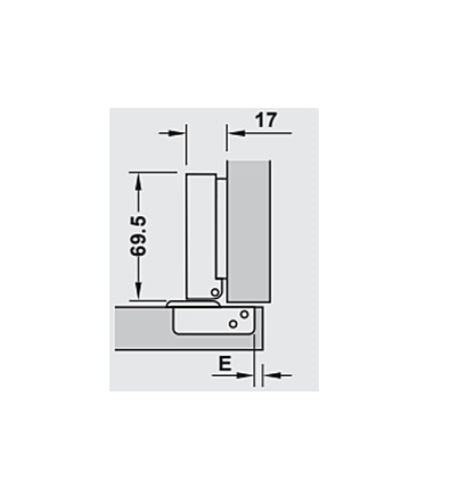 Bản lề Hafele Metalla SM 95° cho cửa gỗ dày - Lắp trùm ngoài 308.03.003