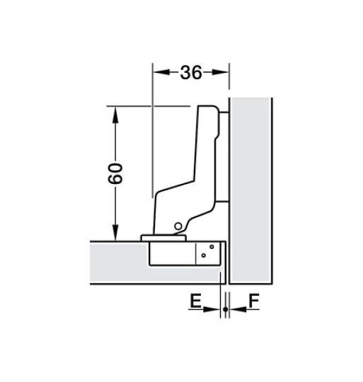 Bản lề Hafele Metalla A 110° tiêu chuẩn không giảm chấn - Lắp lọt lòng 311.88.532