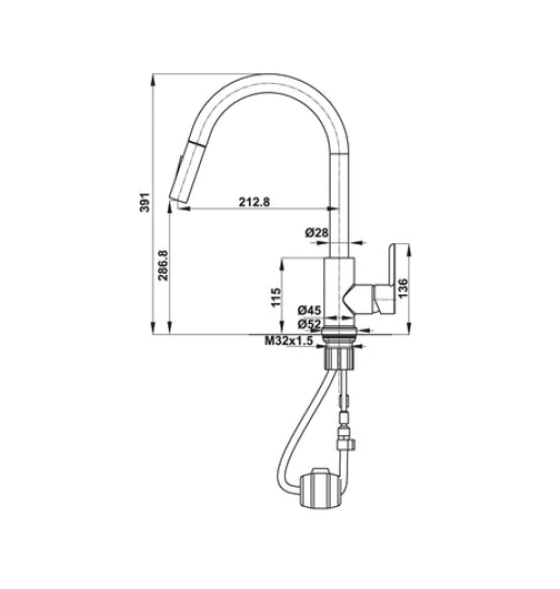Vòi bếp Hafele HT21-CH1P287 577.55.230