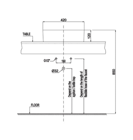 Chậu sứ đặt bàn Hafele - Sapporo 420 588.79.031