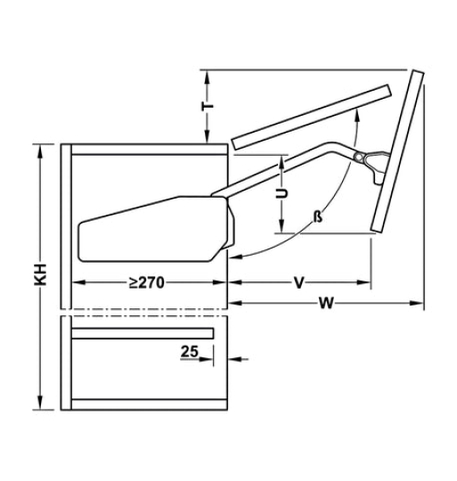 Tay nâng Hafele - Free Fold 493.05.736