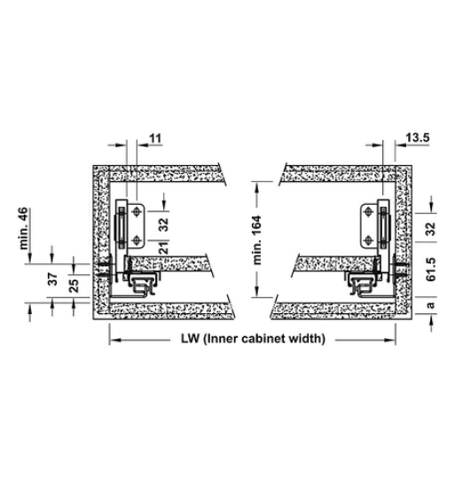 Ray hộp Hafele Matrix Box Slim, chiều cao 120mm 552.35.375