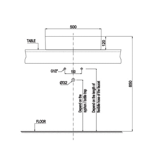 Chậu sứ đặt bàn Hafele - Sapporo 500 588.79.032