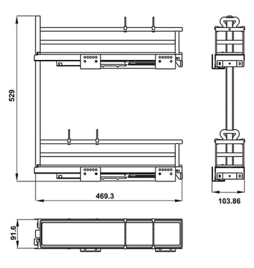 Bộ rổ gia vị Hafele - OMERO 150 ( lắp đặt bên phải ) 549.20.840