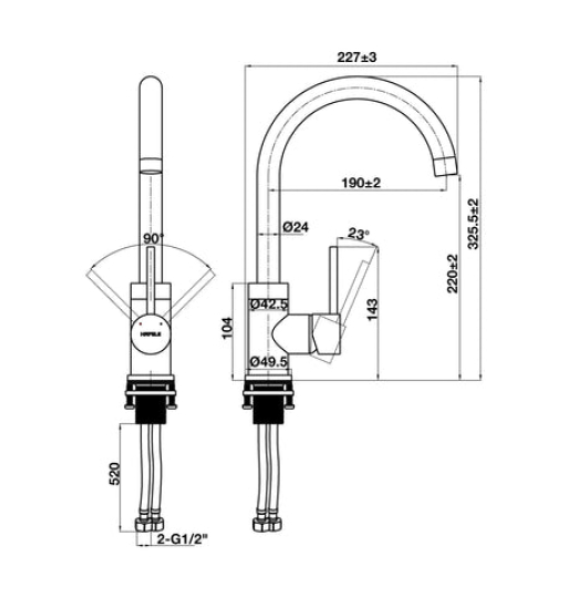Vòi bếp Hafele HT21-CH1F220C 577.56.300