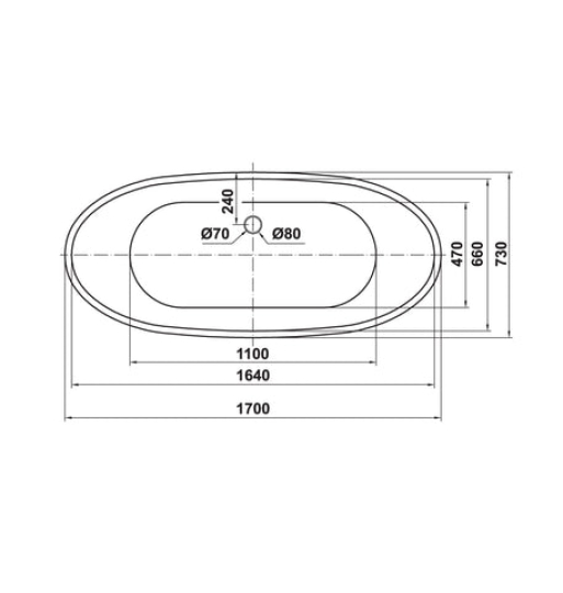Bồn tắm độc lập Hafele - Nagoya hình bầu dục 1700 588.99.600