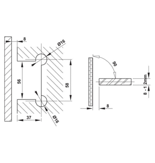 Bản lề kính tường 90° Hafele 499.05.850