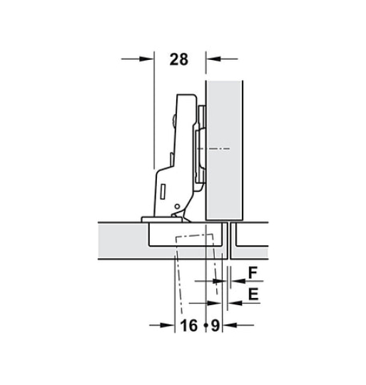 Bản lề Hafele Metalla A 95º cho cửa gỗ dày 311.81.504