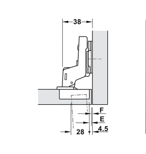 Bản lề Hafele Metalla A 95º cho cửa gỗ dày 311.81.504