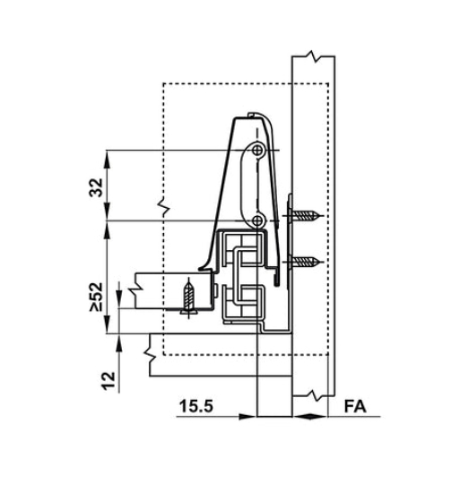 Ray hộp Hafele Alto Matrix Box, chiều cao 135 mm 552.77.085