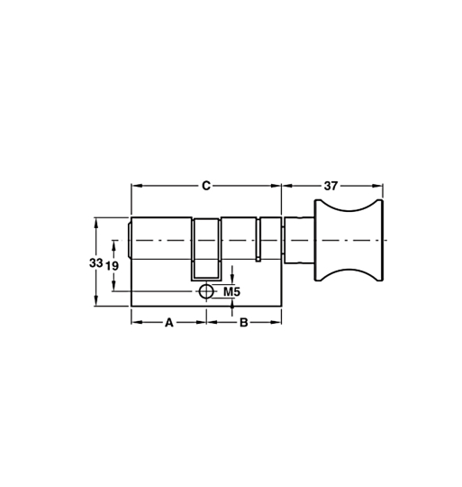 Ruột khóa Hafele 1 đầu chìa, 1 đầu vặn 916.63.325