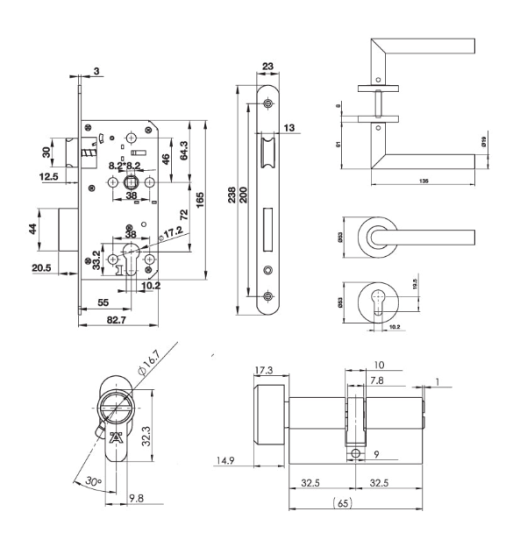 Bộ Khóa Cửa Tay Nắm Chụp DIY Hafele 499.62.504