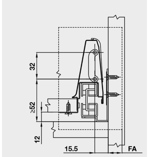 Ray Hộp Alto Giảm Chấn H84mm Hafele 552.75.005