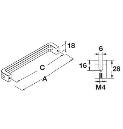 TAY NẮM TỦ HAFELE TRẮNG MỜ 202X28MM 110.34.707