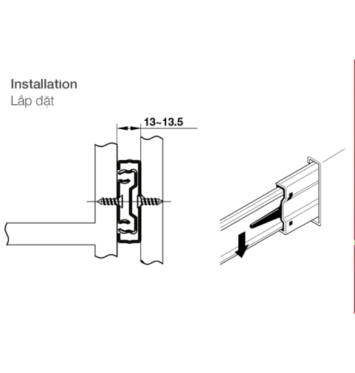 Ray Bi Không Giảm Chấn 450mm Hafele 494.02.464