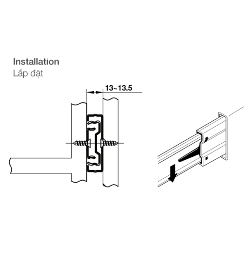 Ray Bi Giảm Chấn 450mm Hafele 494.02.064