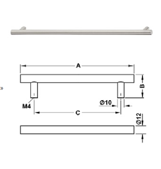 Tay nắm tủ Hafele, mờ 200x35mm 101.20.012