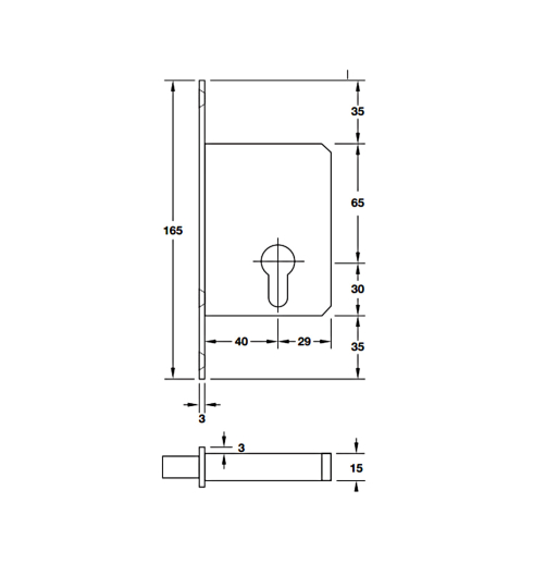 Thân khóa cửa trượt Hafele 911.26.277