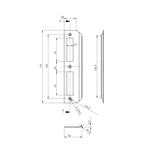 Thân khóa Hafele cho cửa đố nhỏ 911.77.263
