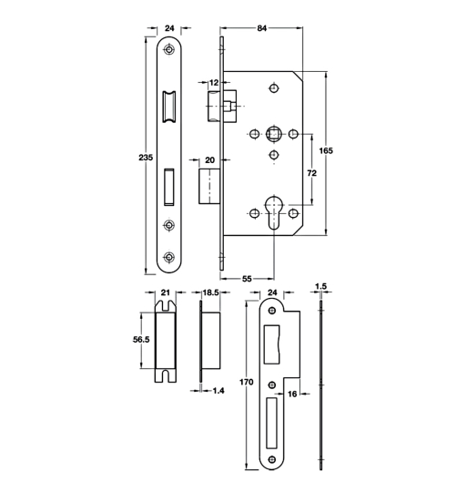 Thân khóa Hafele SASHLOCK  911.02.153