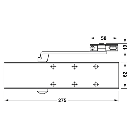 Thiết bị đóng cửa tự động Hafele DCL55 - DCL55 không có chức năng giữ cửa 931.84.769