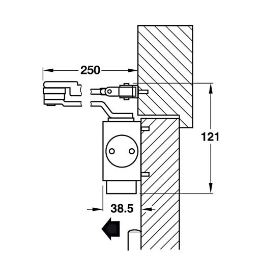 Thiết bị đóng cửa tự động lắp nổi Hafele - DCL51 không có chức năng giữ cửa 931.84.829
