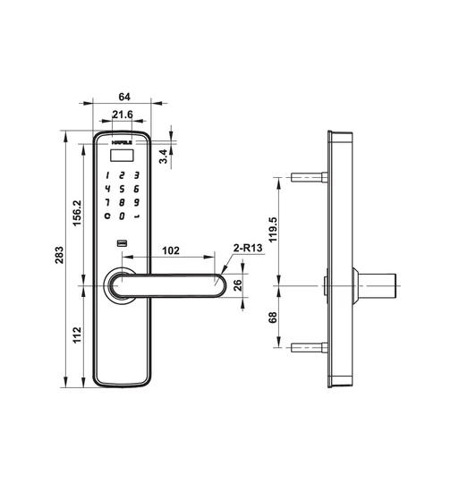 Khóa điện tử Hafele DL7000 (Không bao gồm Pin) 912.05.497