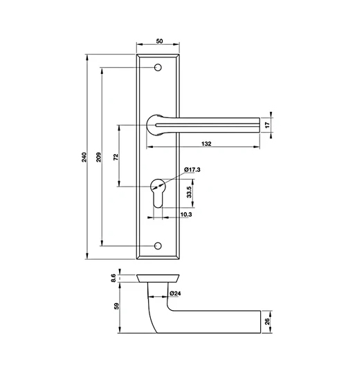 Tay nắm gạt đế dài Hafele - Blade 901.79.063