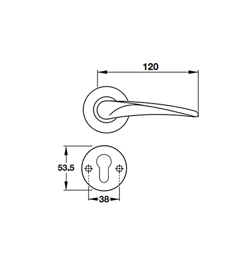Tay nắm gạt có nắp che cho cửa phòng Hafele - Đồng bóng PVD 903.98.147