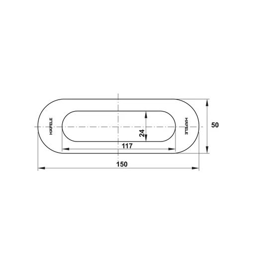 Tay nắm âm Hafele - hình chữ nhật 489.72.133