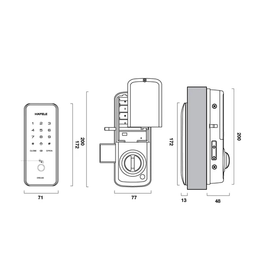 Khóa điện tử Hafele ER5100 (Không bao gồm Pin) 912.20.200