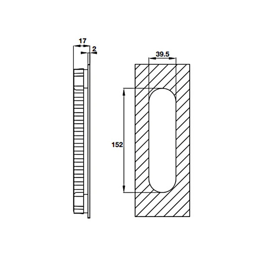 Tay nắm âm Hafele - hình chữ nhật 903.11.960
